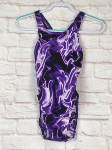 Speedo Damen Powerflex Flyback Einteiler Badeanzug Größe 12/38 Lila Schwarz Neu ohne Etikett - Bild 1 von 11