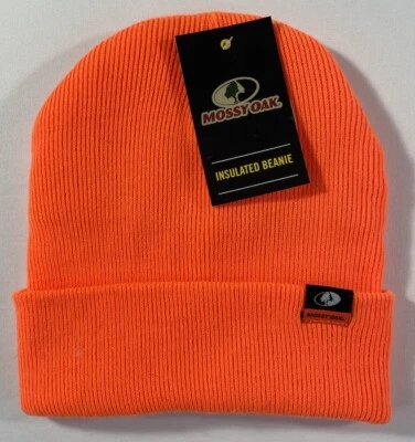 Hunter's Safety Orange Beanie Cap Hat MOSSY OAK Insulated OSFM Adult New - Image 1 of 4