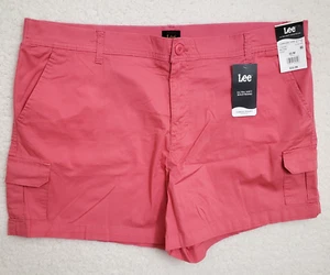 Lee Cargo Shorts Plus Size 22 High Rise Pink Comfy Waistband 5" Inseam NWT *J7 - Picture 1 of 9