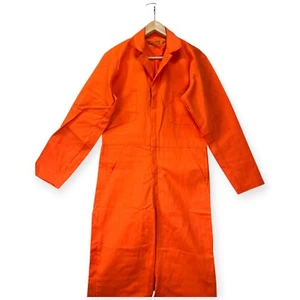 Red Kap Coverall Men 40 Reg Twill Work Uniform CT100R4 Orange Prisoner Mechanic - Picture 1 of 19