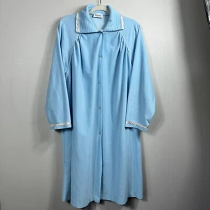 Cappotto casa vintage VANITY FAIR taglia XL donna blu perla a scatto tasche velluto - Foto 1 di 18