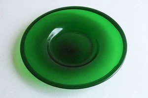 Placa cargador cuenco de vidrio vintage verde profundo 13" borde MCM elegante clásico KF - Imagen 1 de 5