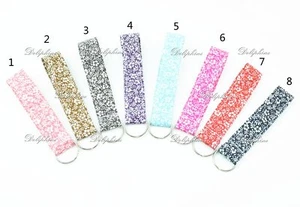 Colorful Fabric Wristlet Key Fob with keyring - Picture 1 of 10