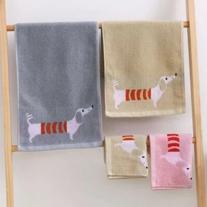 2Pcs Luxury Puppy Jacquard Bath Towel 25x50cm Children Hand Towel Face Wash - Picture 1 of 12