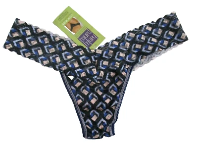 TANGA HANKY PANKY TALLA ÚNICA OS 731584 TIRO BAJO AZUL OSCURO ROSA GEO NYLON BRAGAS Foto 1 de 4