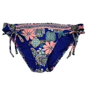 Hobie Womens Pink Blue Floral Bikini Bottom With Adjustable Side Straps Size XL - Picture 1 of 9