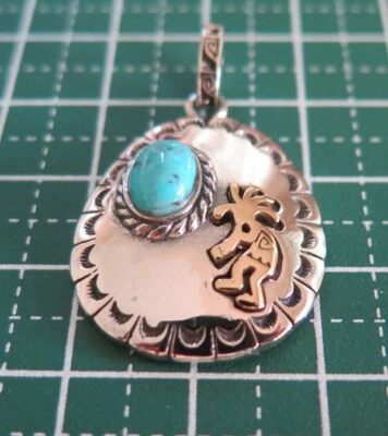 COLGANTE KOKOPELLI TURQUESA SUROESTE ARTE POPULAR PLATA ESTERLINA 925 Foto 1 de 4