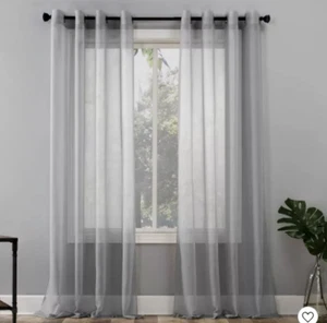 No 918 Lichtenberg Emily Sheer Voile Grommet Top Curtain Panel 59 x 63" Gray NEW - Picture 1 of 4