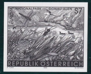 Austria 1999 Europe CEPT imperforated black proof - Picture 1 of 1