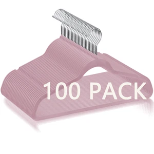 Confezione 100 Appendiabiti Casa Resistente Antiscivolo Velluto Rosa - Foto 1 di 23