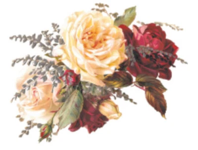 EMMALEEN'S VINTIQUES Vintage Image Shabby Roses Furniture Transfers Decoupage Waterslide Decals FL430
