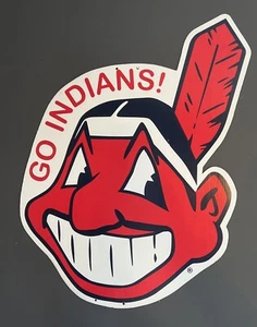 31” x 22” Vtg Waterproof Cleveland Indians Corrugated Chief Wahoo Yard Wall Sign - Picture 1 of 8