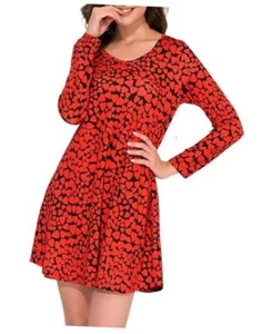 Women's Long Sleeve Funny Christmas Dress Casual Holiday X-Large Love Heart - Picture 1 of 7