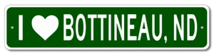 I Love Bottineau, North Dakota Metal Wall Decor City Limit Sign - Aluminum - Picture 1 of 1