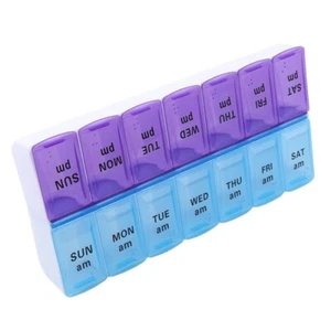 7Day Tablet Pill Box Holder Weekly Portable Organizer Medicine Storage Dispenser - Picture 1 of 8