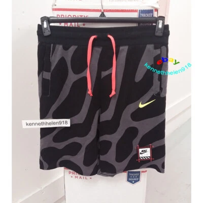 NIKE SPORTSWEAR FLORAL TERRY SHORTS CK0152-010 BLACK GREY MENS SIZE MEDIUM - Image 1 of 4