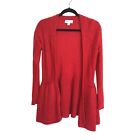 Elle- Womens Red Long Sleeve Open Front Cardigan Sweater Sizze X-Small