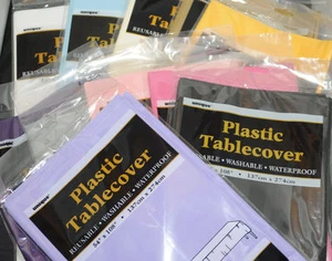 Rectangle Plastic party table cloth covers Wipe Clean. Up to 108" *MUCH bigger* - Picture 1 of 15