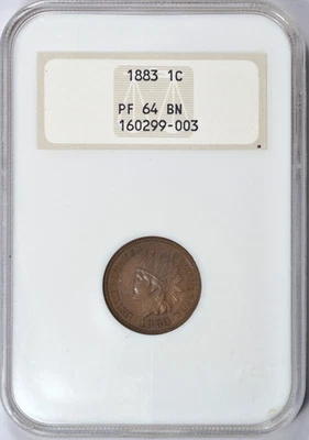 1883 PROOF INDIAN HEAD CENT NGC PF64 BN - Image 1 of 3