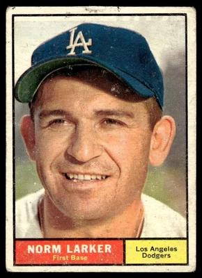 1961 Topps Norm Larker Los Angeles Dodgers #130 - Image 1 of 2