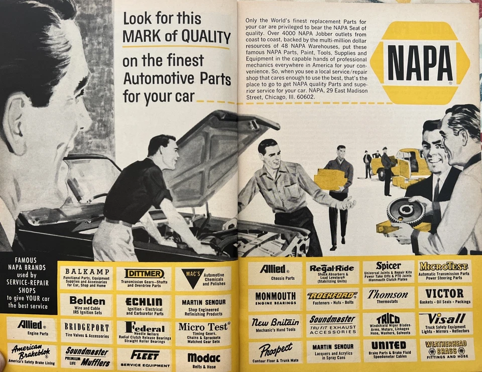 Anuncio impreso NAPA 1965 autopartes Chicago, Illinois original Foto 1 de 1