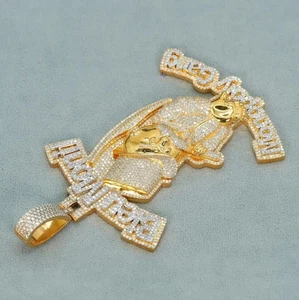 3.10Ct Round Cut Moissanite Character Cartoon Pendant 14K Yellow Gold Plated - Picture 1 of 9