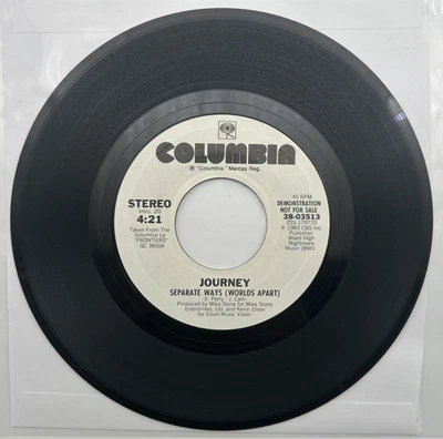 JOURNEY "Separate Ways (Worlds Apart)" 1983 45rpm 7" Single Promo - Image 1 of 2