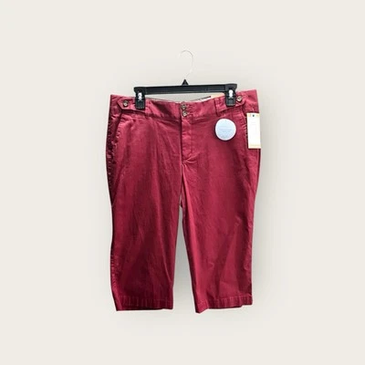 Dockers Mid Rise Curvy Fit Truly Slimming Capri Pants 14 Petite 14P Red Rouge - Image 1 of 4