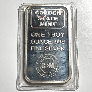 Golden State Mint 1 Oz Silver Bar .999 Fine Troy Ounce GSM ISO 9001 Bullion - Picture 1 of 4