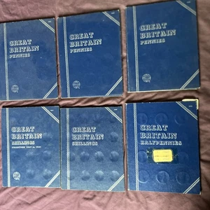 6 Whitman Folders & some coins (please read) Penny Shilling Half penny Job Lot - Picture 1 of 22