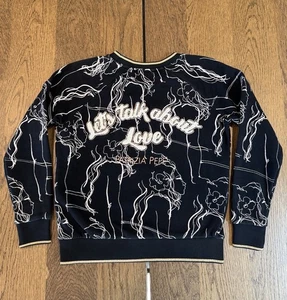 Vtg Patrizia Pepe Let’s Talk About Love Sweatshirt Women’s Sz 0 Black Gold Trim - Picture 1 of 10