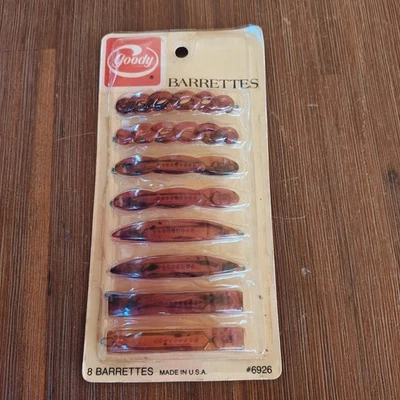Vintage 1975 Goody Hair Barrettes Pack of 8 Mock Tortoise New Sealed - Image 1 of 4