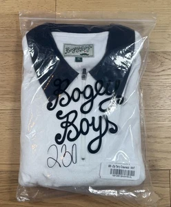 Bogey Boys Quarter Zip Terrycloth Polo Sweater Mens Size XL White Navy Blue NWOT - Picture 1 of 10