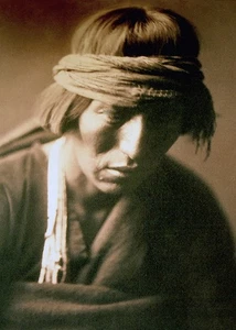Navajo Medicine Man "Hastobiga" by Renowned E. S. Curtis c1904, 5 x 7 in - Picture 1 of 8