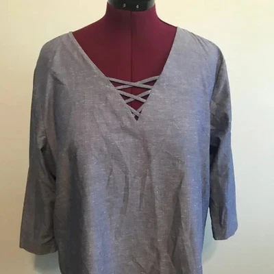 VAN HEUSEN DAMAS TALLA XXL TOP BLUSA MANGAS 3/4 LIGERO JERSEY CAMISA PLU Foto 1 de 3