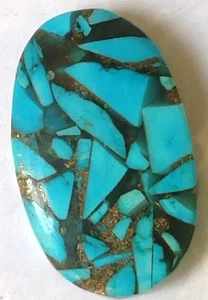 AAA+ Large 24.85 Ct. Natural Oval Blue Copper Turquoise Cabochon Loose Gemstone - Picture 1 of 8