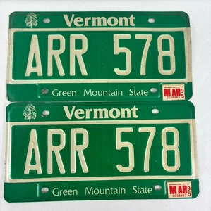 DUPLICATE LICENSE PLATES VERMONT GREEN MOUNTAIN STATE TITLE: ARR 578 YEAR: 1995 - Picture 1 of 6