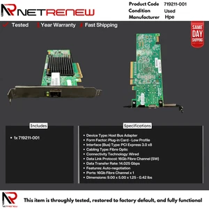 Adaptateur HPE SN1100E 16 Go simple port FC 719211-001 - Photo 1/1