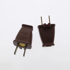 Cooper SA840B Brown Plugs w/ Cord Clip 15A Non-Polarized 1-15P Non-Grounding 2pc - Picture 1 of 8