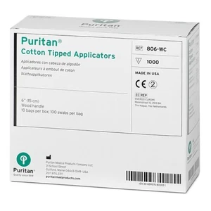 Puritanischer Tupfer, Baumwollspitze, Holzschaft, 6 Zoll, unsteril, Schachtel mit 1000 - Bild 1 von 2