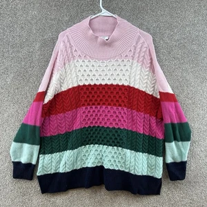 Crown & Ivy Women's Tunic Sweater Size 2X Multicolor Striped Long Sleeve - Picture 1 of 10