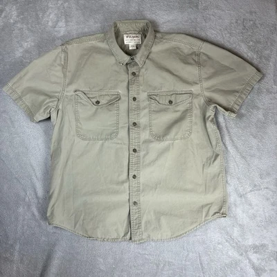 Camisa masculina grande genuína Filson Garment manga curta botão para baixo com bolsos - Imagem 1 de 4