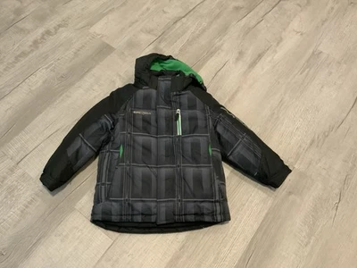 ZeroXposure Boys Ski Jacket Size L-7 Hooded Lined Black & Green Full Zip Pockets - Image 1 of 3