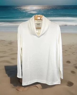 Van Heusen Women’s Top Cowl Neck Long Sleeves Stretch Sweater Cream Size XXL NWT - Image 1 of 4
