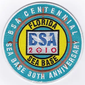 BOY SCOUT PATCH - FLORIDA SEA BASE - 30TH ANNIVERSARY / BSA 2010 - 6" ROUND - Picture 1 of 1