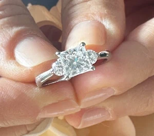 Anelli di Fidanzamento Principessa Certificati GIA Oro Bianco 14k 1,90ctw - Foto 1 di 8