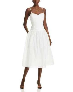 Aqua L111201 Midi Fit & Flare Kleid mit Herzausschnitt weiß gerafft Größe XS - Bild 1 von 7