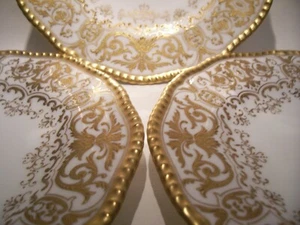 3 COALPORT RAISED GOLD ENCRUSTED BEADED TIFFANY MINT USED COND. 9 1/8" - Picture 1 of 4