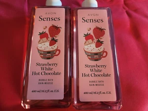 Lot of 2 Avon Senses Strawberry White Hot Chocolate Bubble Bath 16.2 fl.oz. NEW - Picture 1 of 1