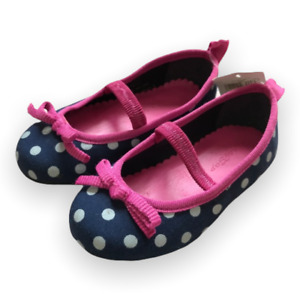 Gap Girls Shoes Size 5 Navy White Pink Polka Dot Flats Toddler Size NEW